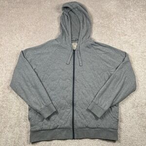 LL Bean Mens L Gray Quilted Full Zip Hoodie Jacket Large Reg Insulated 285395